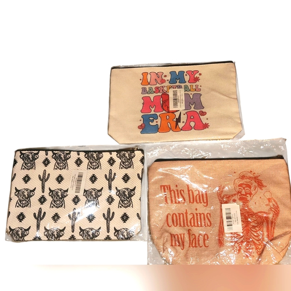 Three Different Graphic Zipper Pouches Bundle